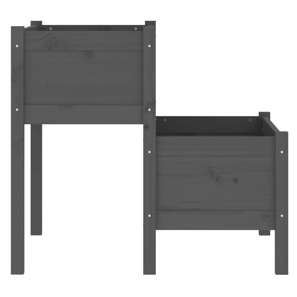 Jardinieră, gri, 84,5x84x75 cm, lemn masiv de pin