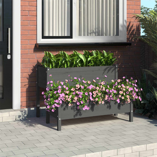 Jardinieră, gri, 110x84x75 cm, lemn masiv de pin