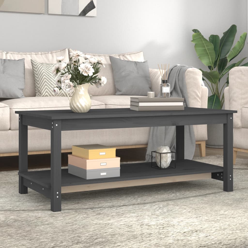 Coffee table, gray, 110x55x45 cm, solid pine wood