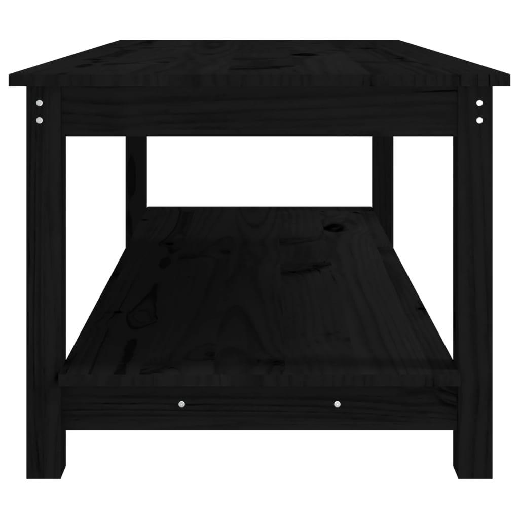 Măsuță de cafea, negru, 110x55x45 cm, lemn masiv de pin