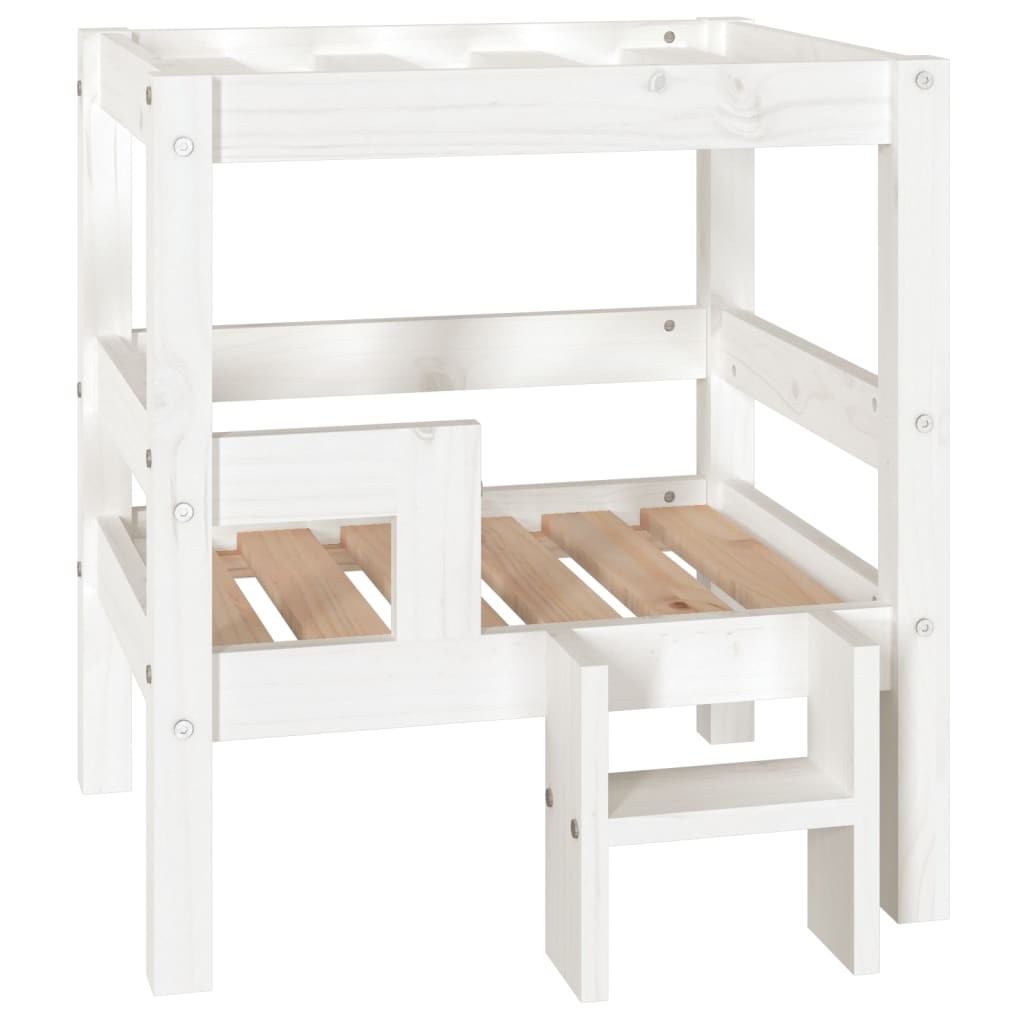 Dog bed, white, 55.5x53.5x60 cm, solid pine wood