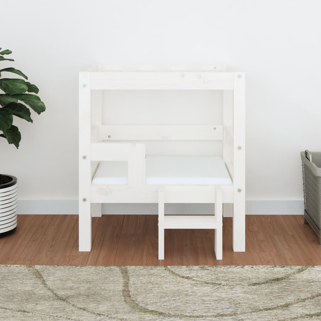 Dog bed, white, 55.5x53.5x60 cm, solid pine wood