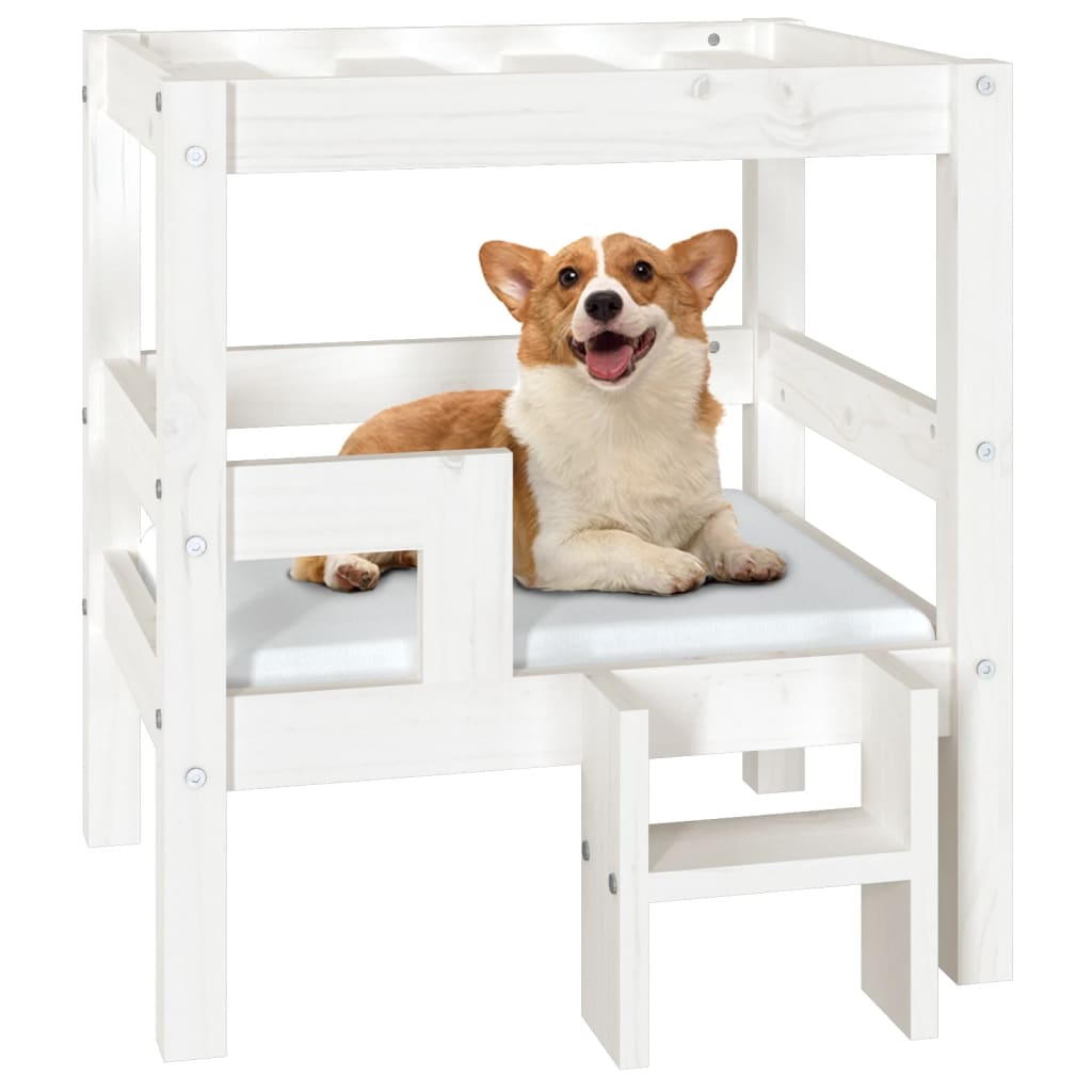 Dog bed, white, 55.5x53.5x60 cm, solid pine wood