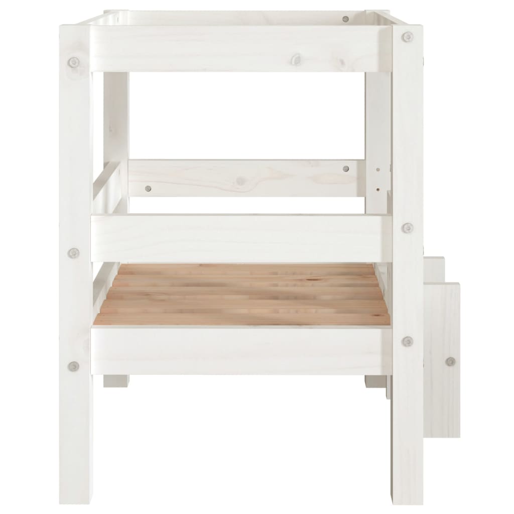 Dog bed, white, 55.5x53.5x60 cm, solid pine wood
