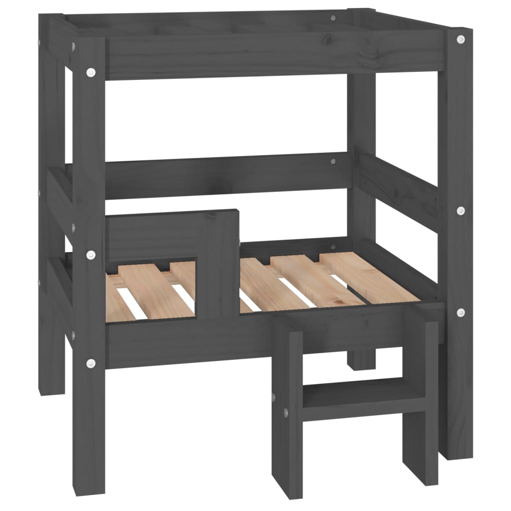 Dog bed, gray, 55.5x53.5x60 cm, solid pine wood
