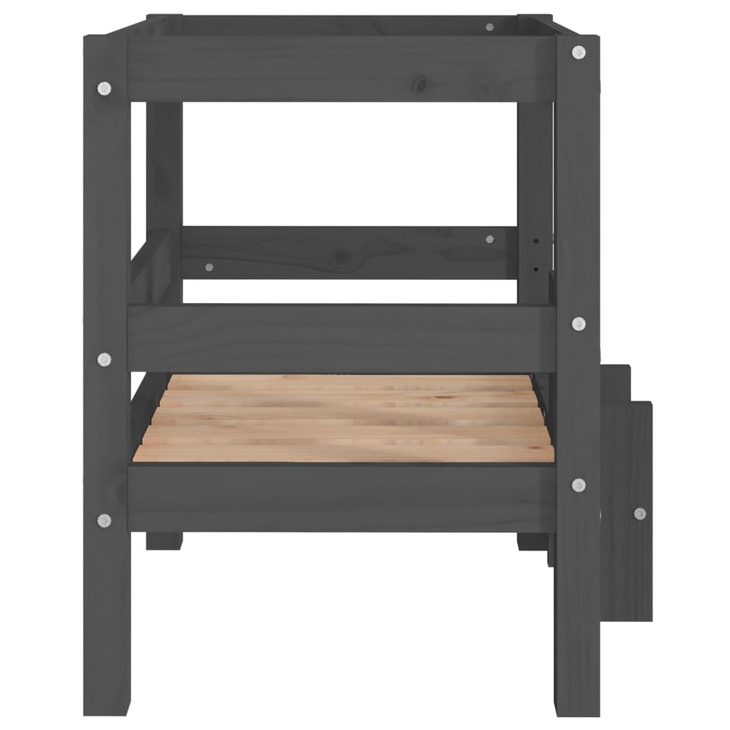 Dog bed, gray, 55.5x53.5x60 cm, solid pine wood