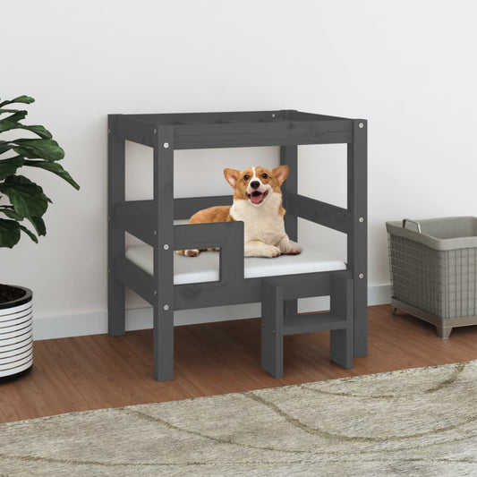 Dog bed, gray, 55.5x53.5x60 cm, solid pine wood