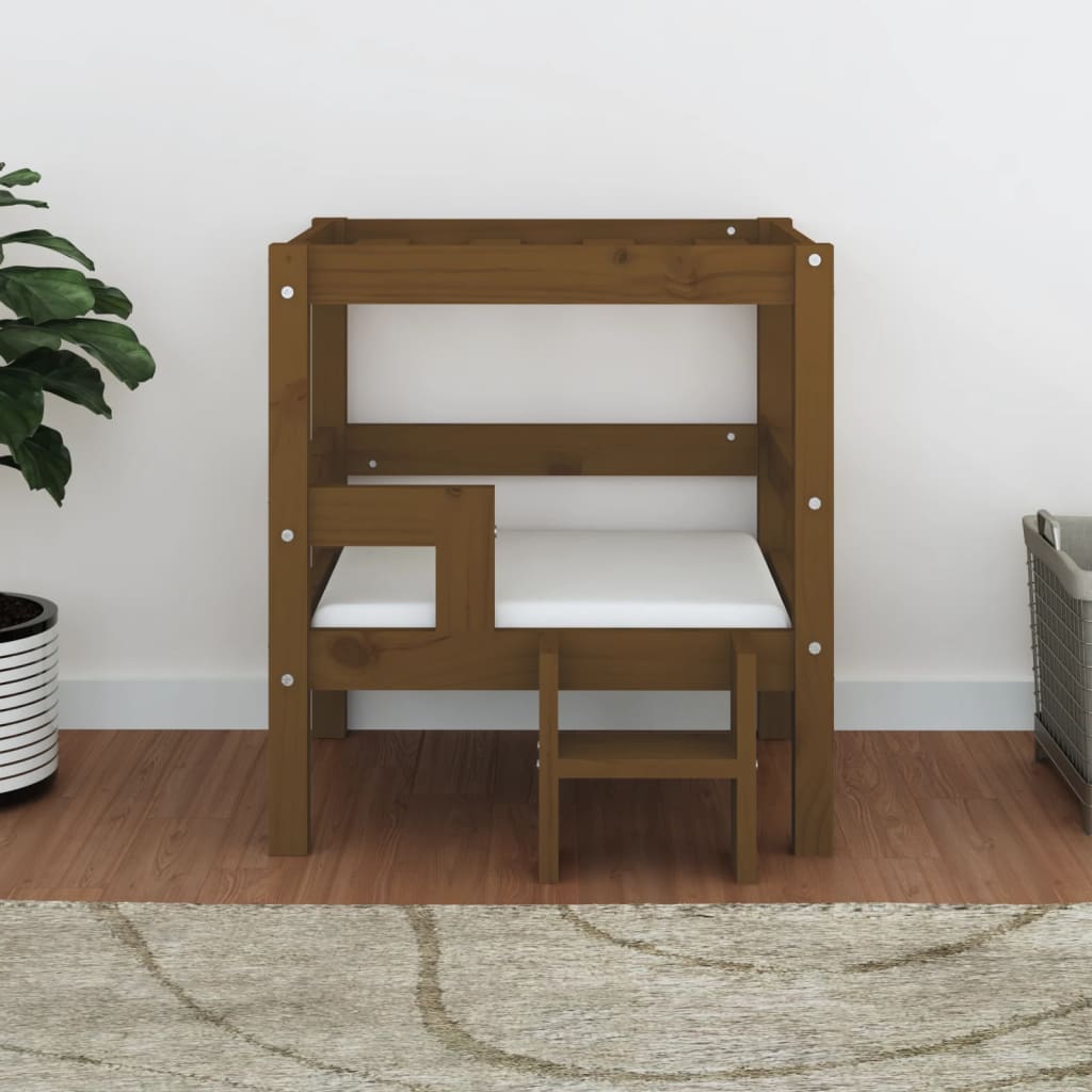 Dog bed, honey brown, 55.5x53.5x60cm, solid pine wood