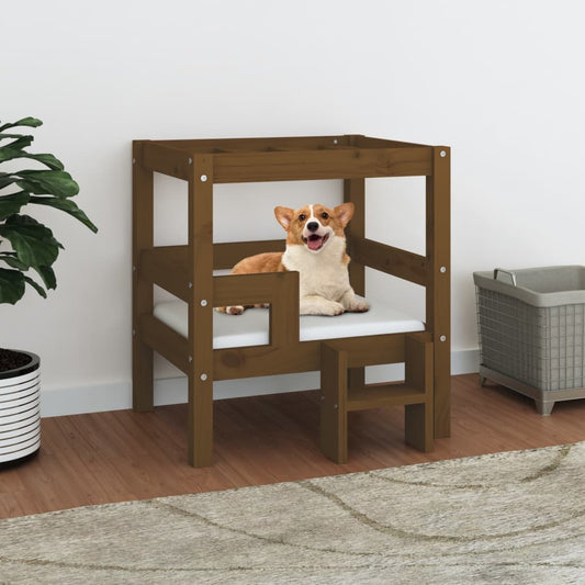 Dog bed, honey brown, 55.5x53.5x60cm, solid pine wood