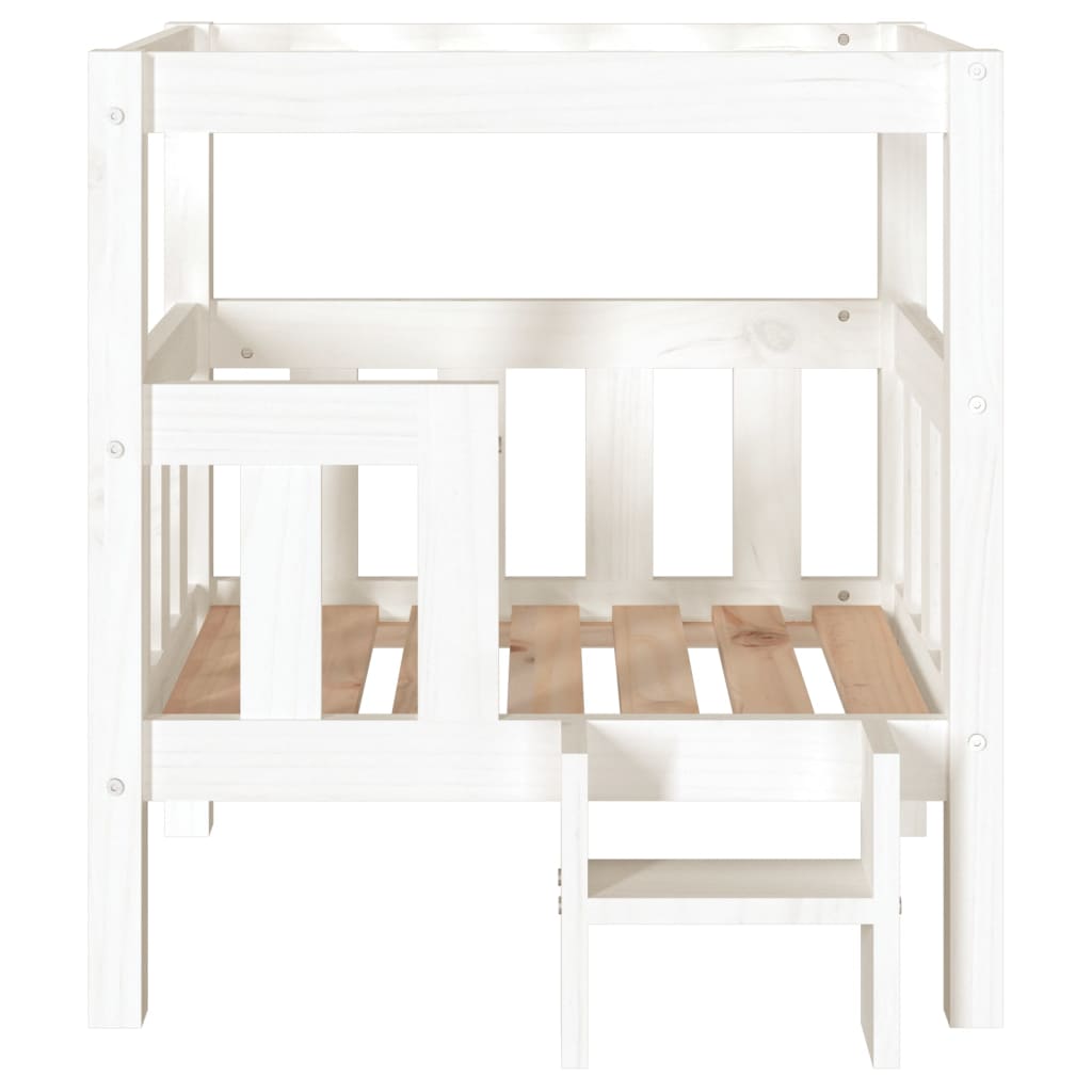 Dog bed, white, 65.5x43x70 cm, solid pine wood