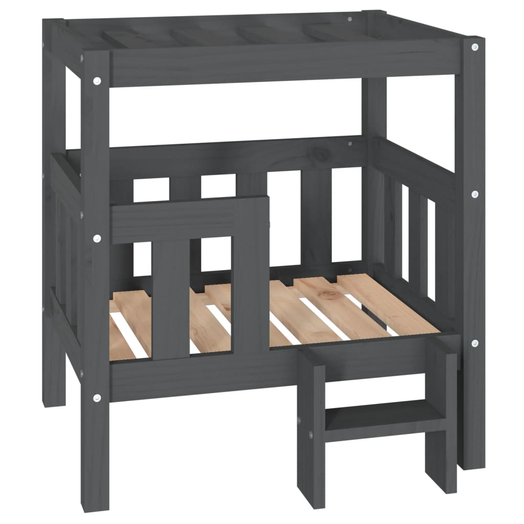 Dog bed, gray, 65.5x43x70 cm, solid pine wood