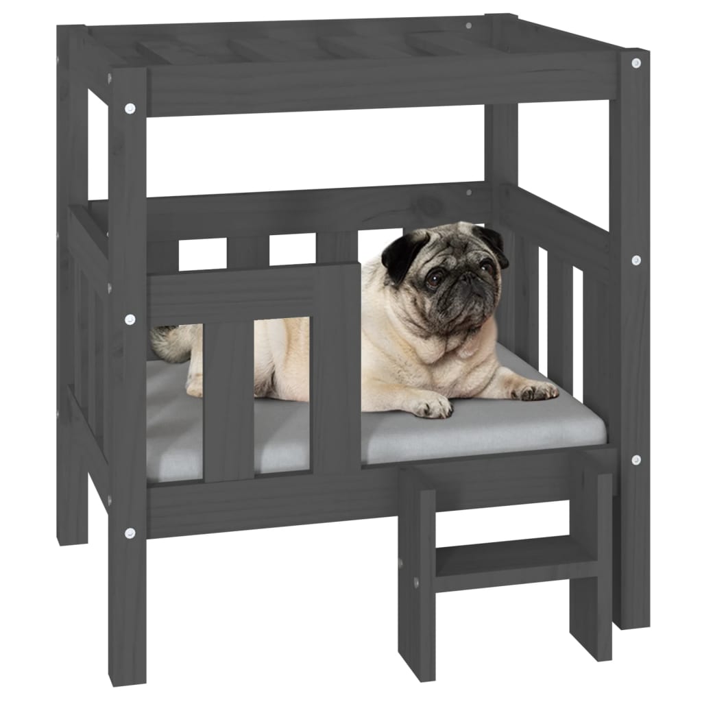 Dog bed, gray, 65.5x43x70 cm, solid pine wood