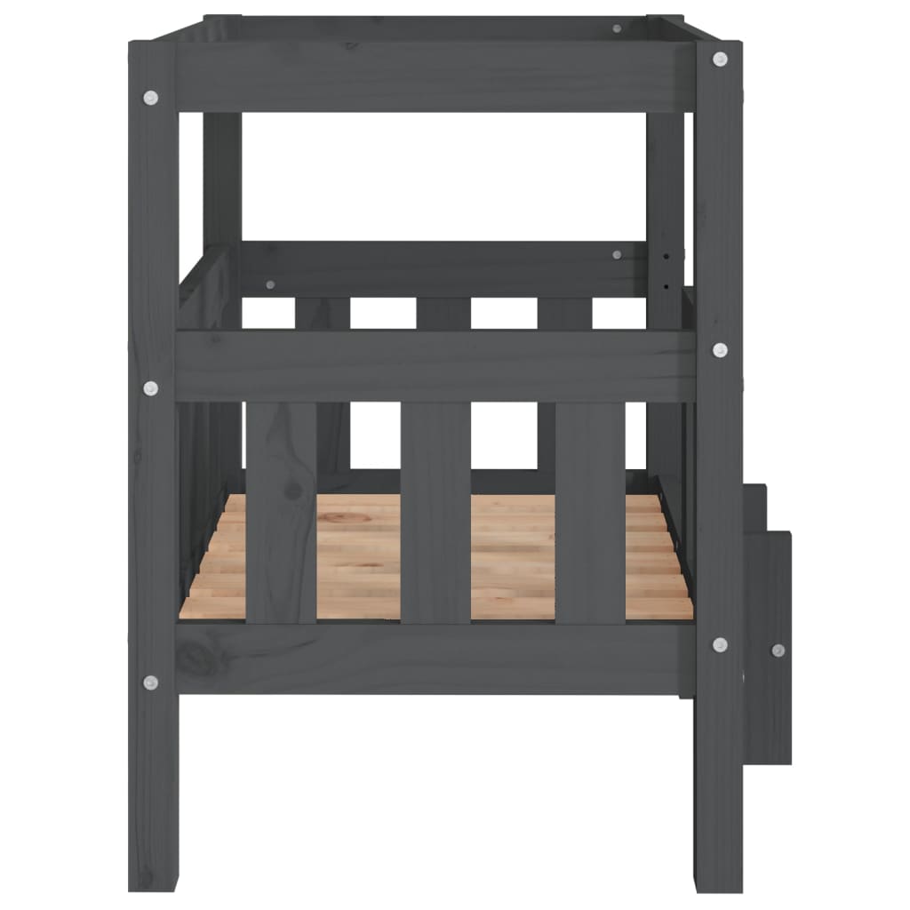 Dog bed, gray, 65.5x43x70 cm, solid pine wood
