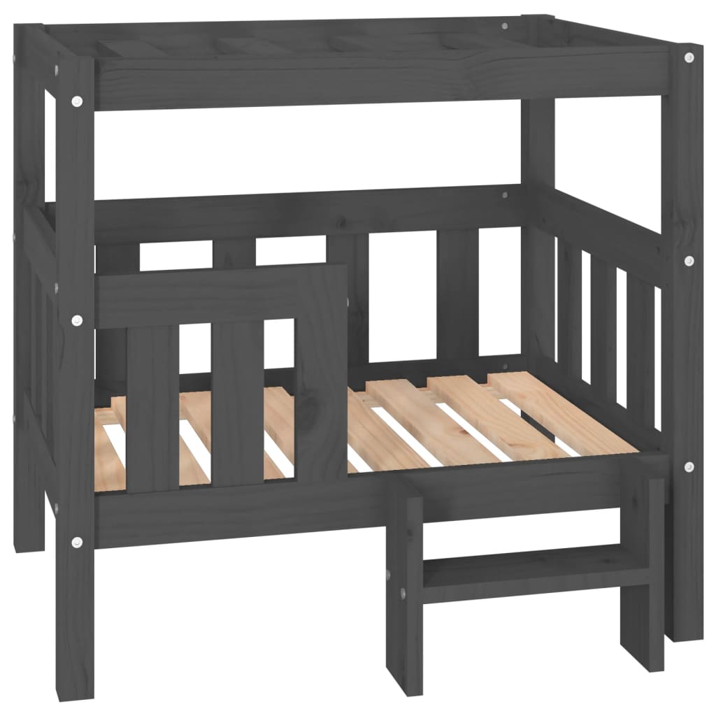 Dog bed, gray, 75.5x63.5x70 cm, solid pine wood