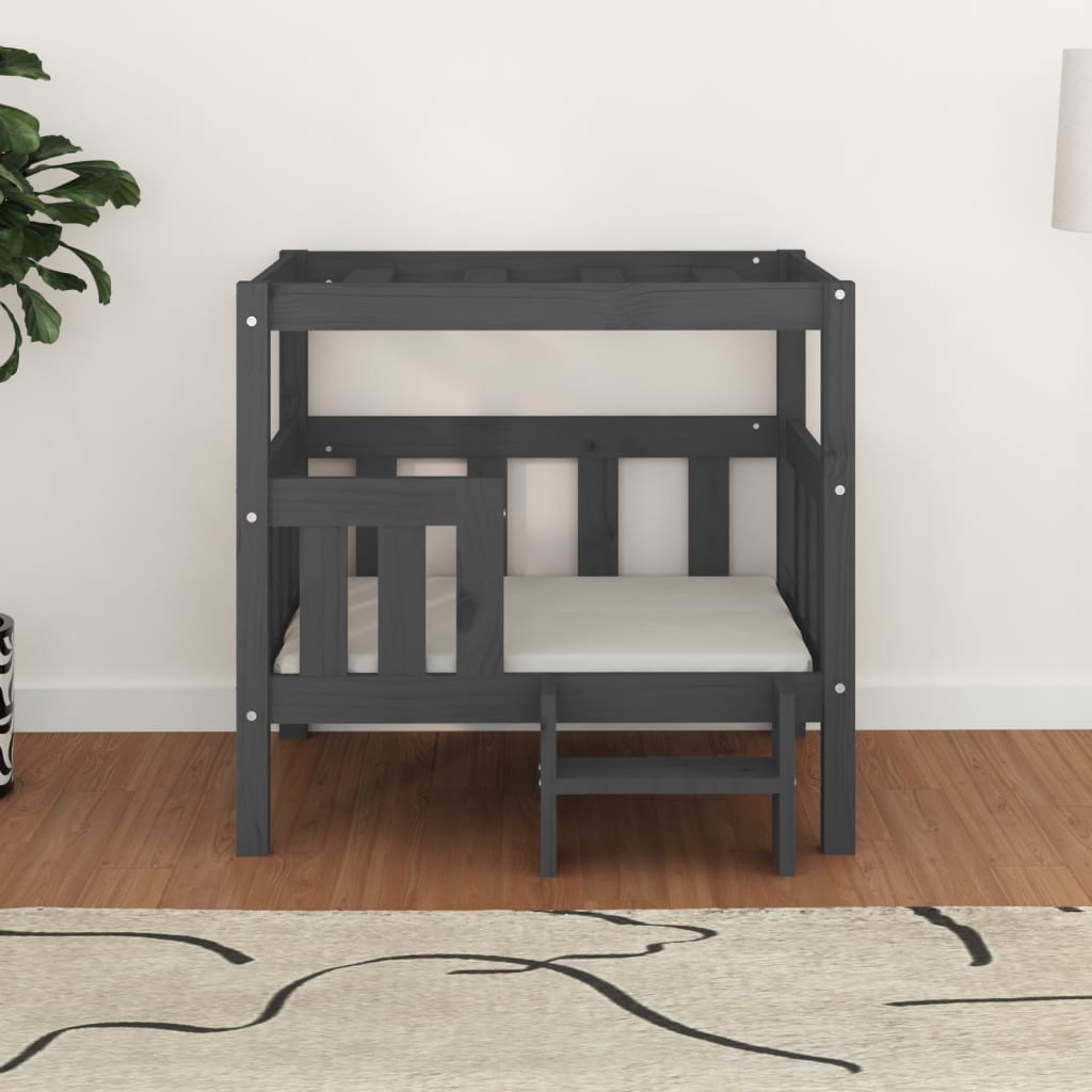 Dog bed, gray, 75.5x63.5x70 cm, solid pine wood