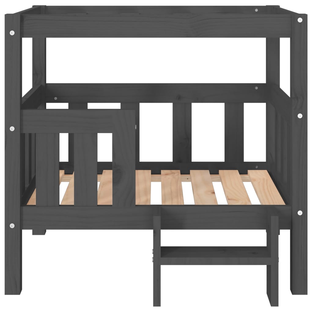 Dog bed, gray, 75.5x63.5x70 cm, solid pine wood