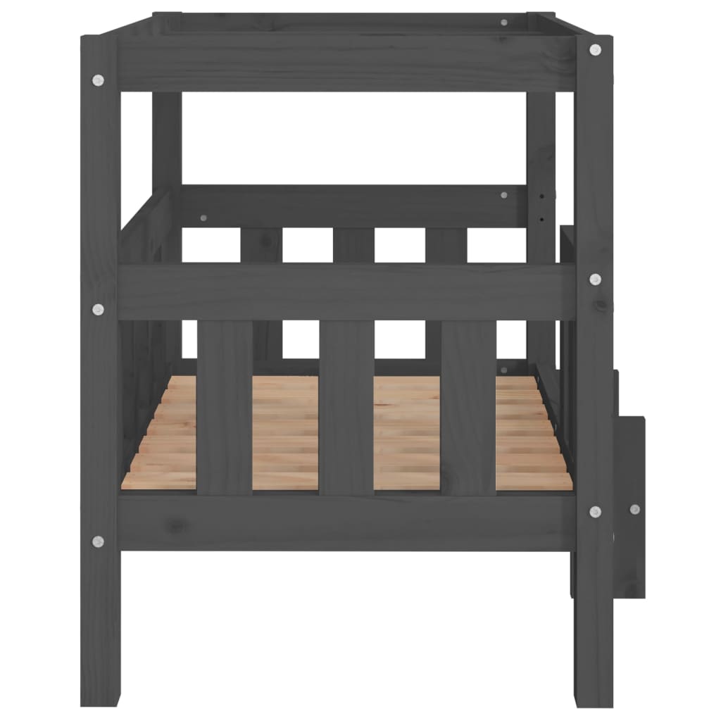 Dog bed, gray, 75.5x63.5x70 cm, solid pine wood
