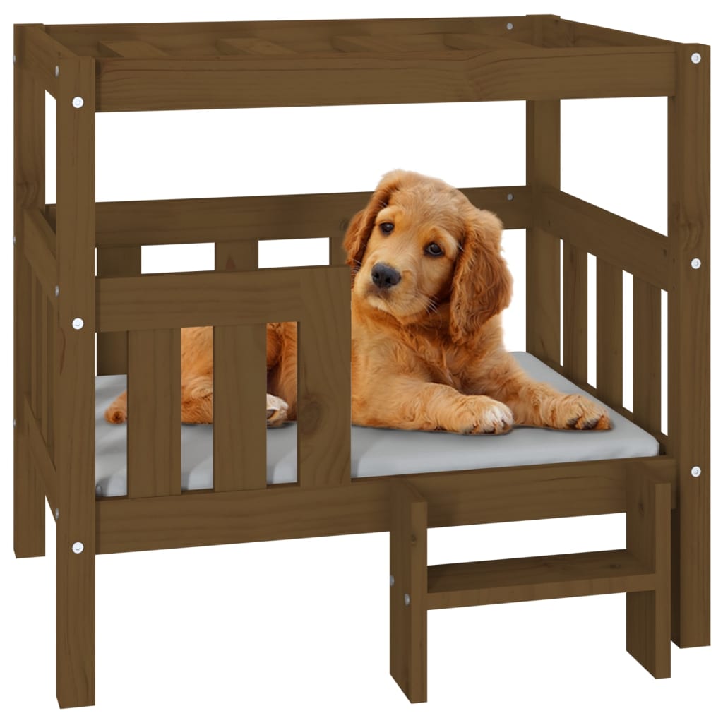 Dog bed, honey brown, 75.5x63.5x70cm, solid pine wood