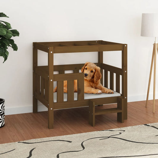 Dog bed, honey brown, 75.5x63.5x70cm, solid pine wood