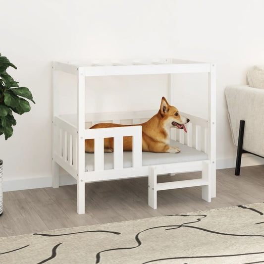 Dog bed, white, 95.5x73.5x90 cm, solid pine wood