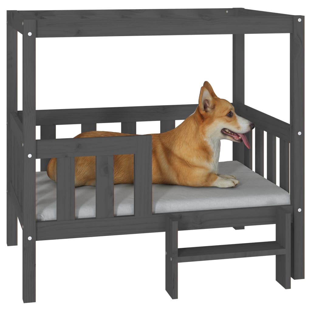 Dog bed, gray, 95.5x73.5x90 cm, solid pine wood
