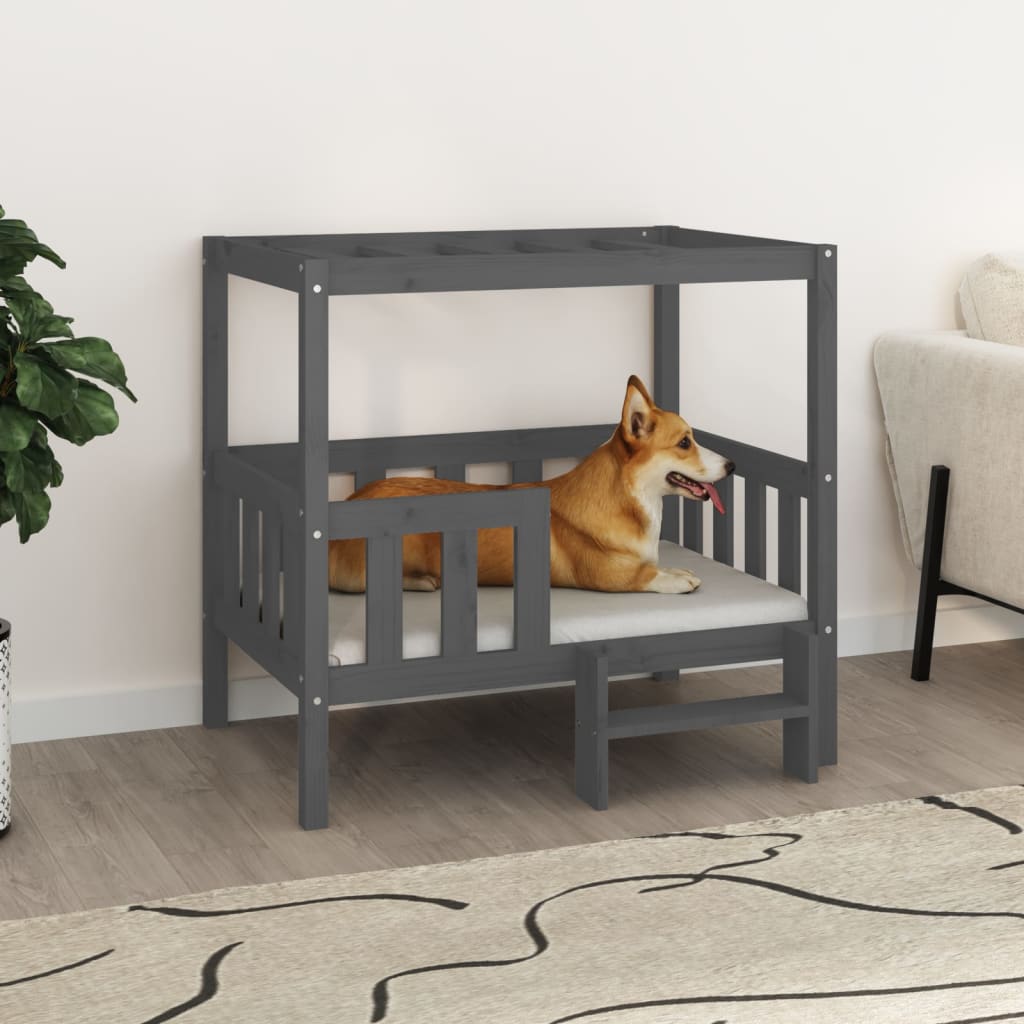 Dog bed, gray, 95.5x73.5x90 cm, solid pine wood