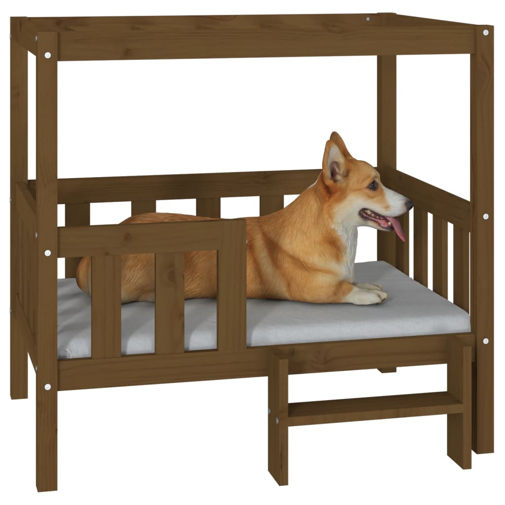 Dog bed, honey brown, 95.5x73.5x90cm, solid pine wood