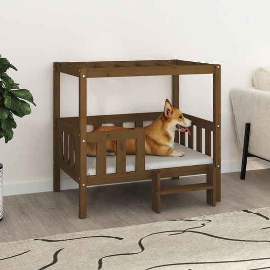 Dog bed, honey brown, 95.5x73.5x90cm, solid pine wood
