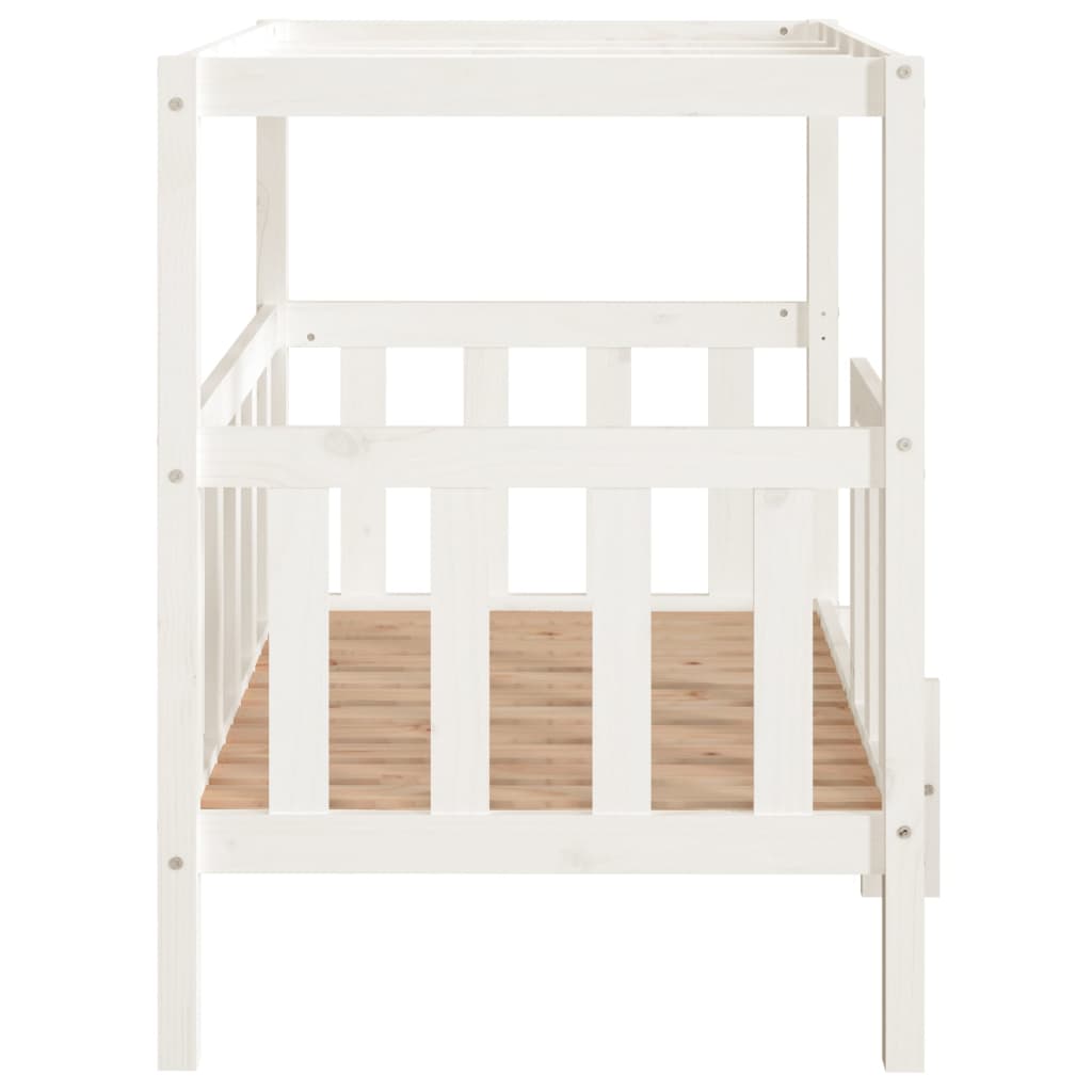 Dog bed, white, 105.5x83.5x100 cm, solid pine wood