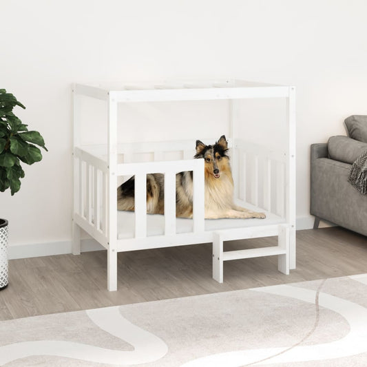 Dog bed, white, 105.5x83.5x100 cm, solid pine wood