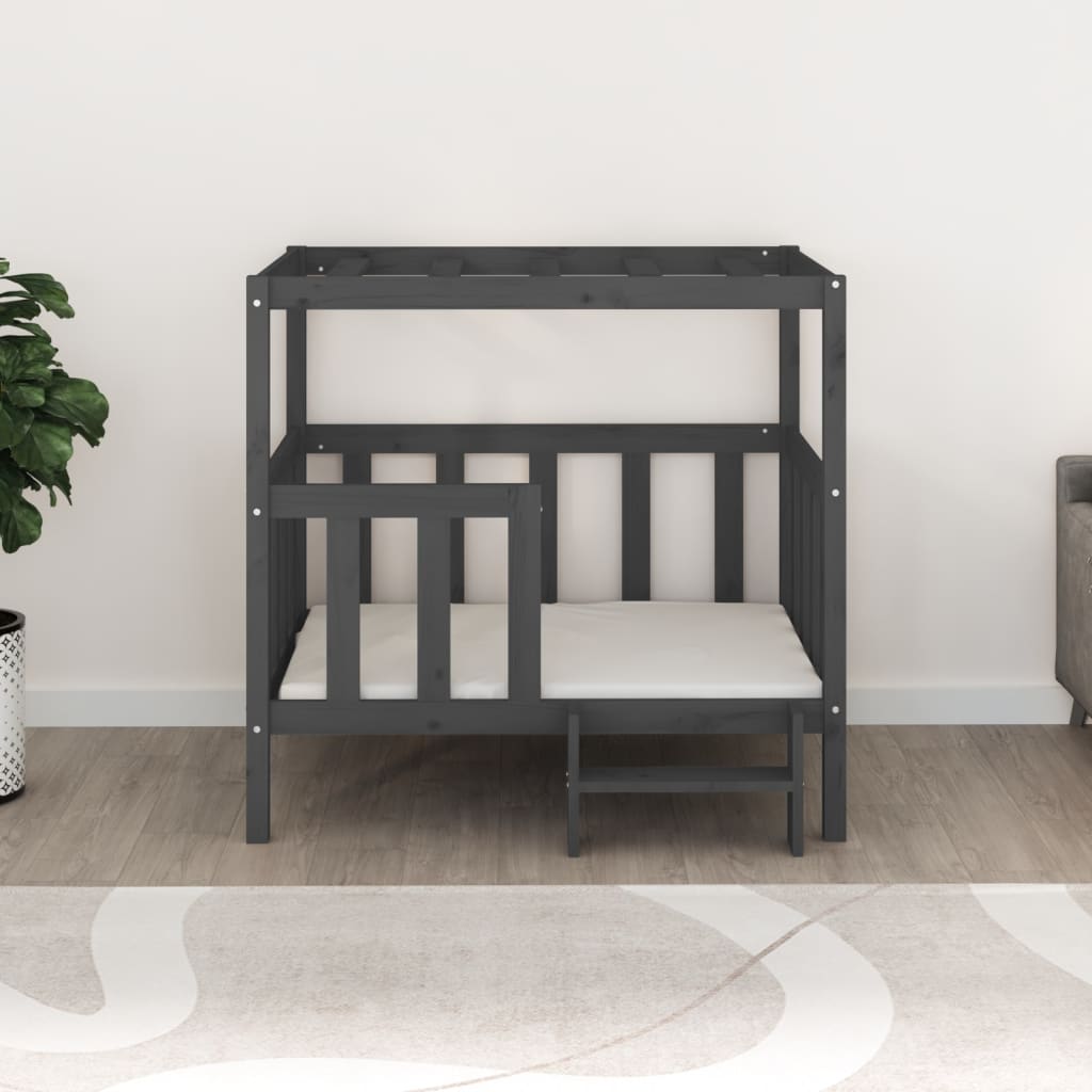 Dog bed, gray, 105.5 x 83.5 x 100 cm, solid pine wood