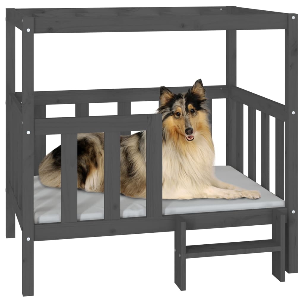 Dog bed, gray, 105.5 x 83.5 x 100 cm, solid pine wood