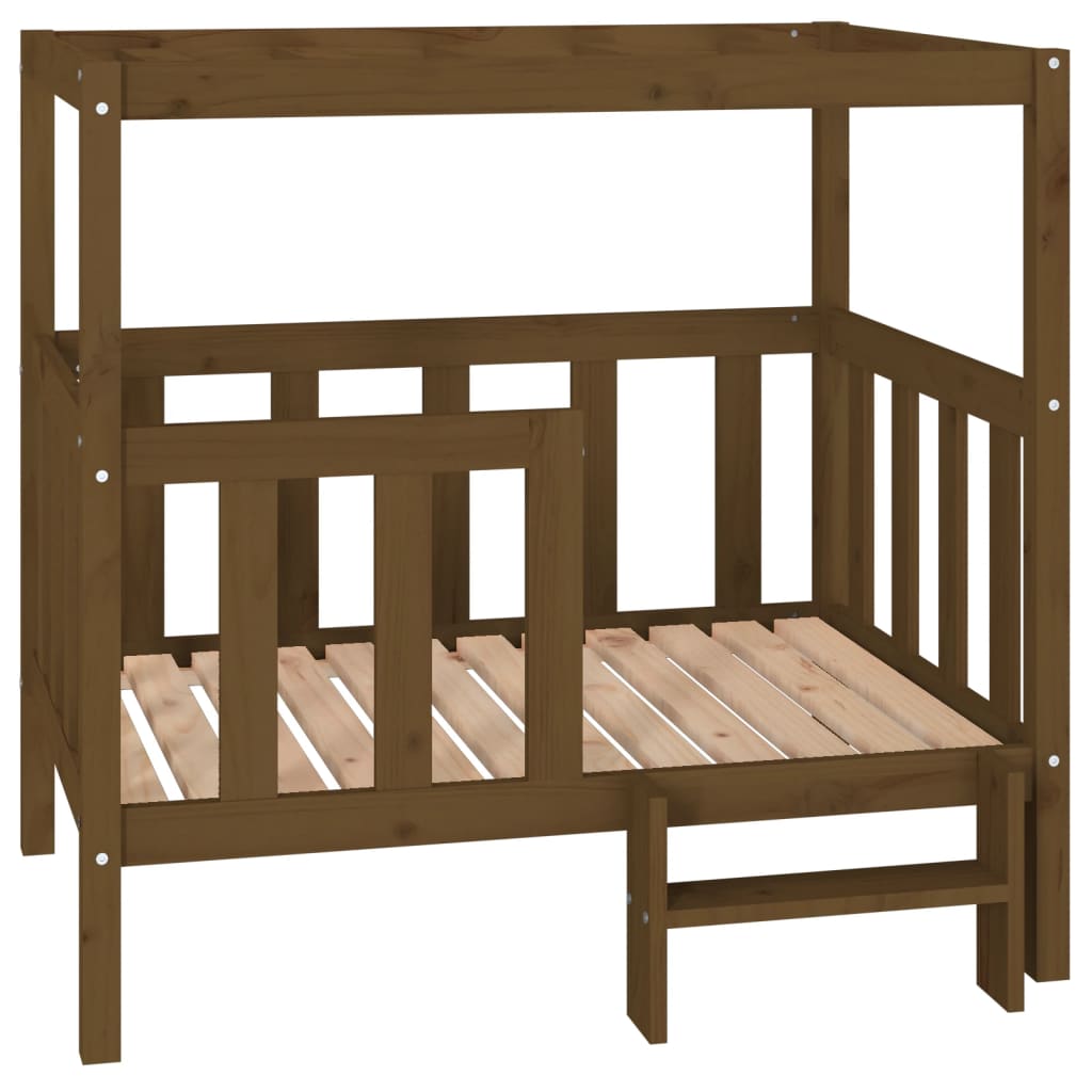 Honey brown dog bed 105.5x83.5x100cm, solid pine wood