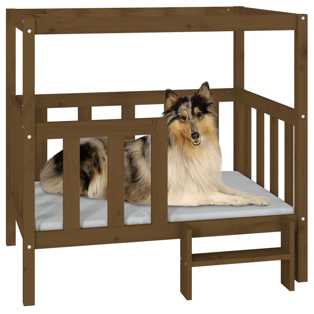 Honey brown dog bed 105.5x83.5x100cm, solid pine wood