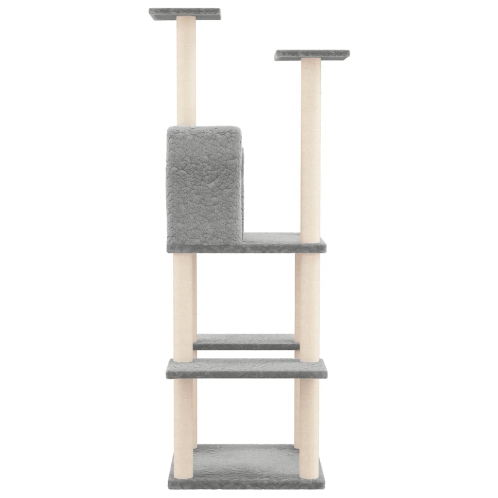 Ansamblu pisici, stâlpi din funie sisal, gri deschis, 144,5 cm