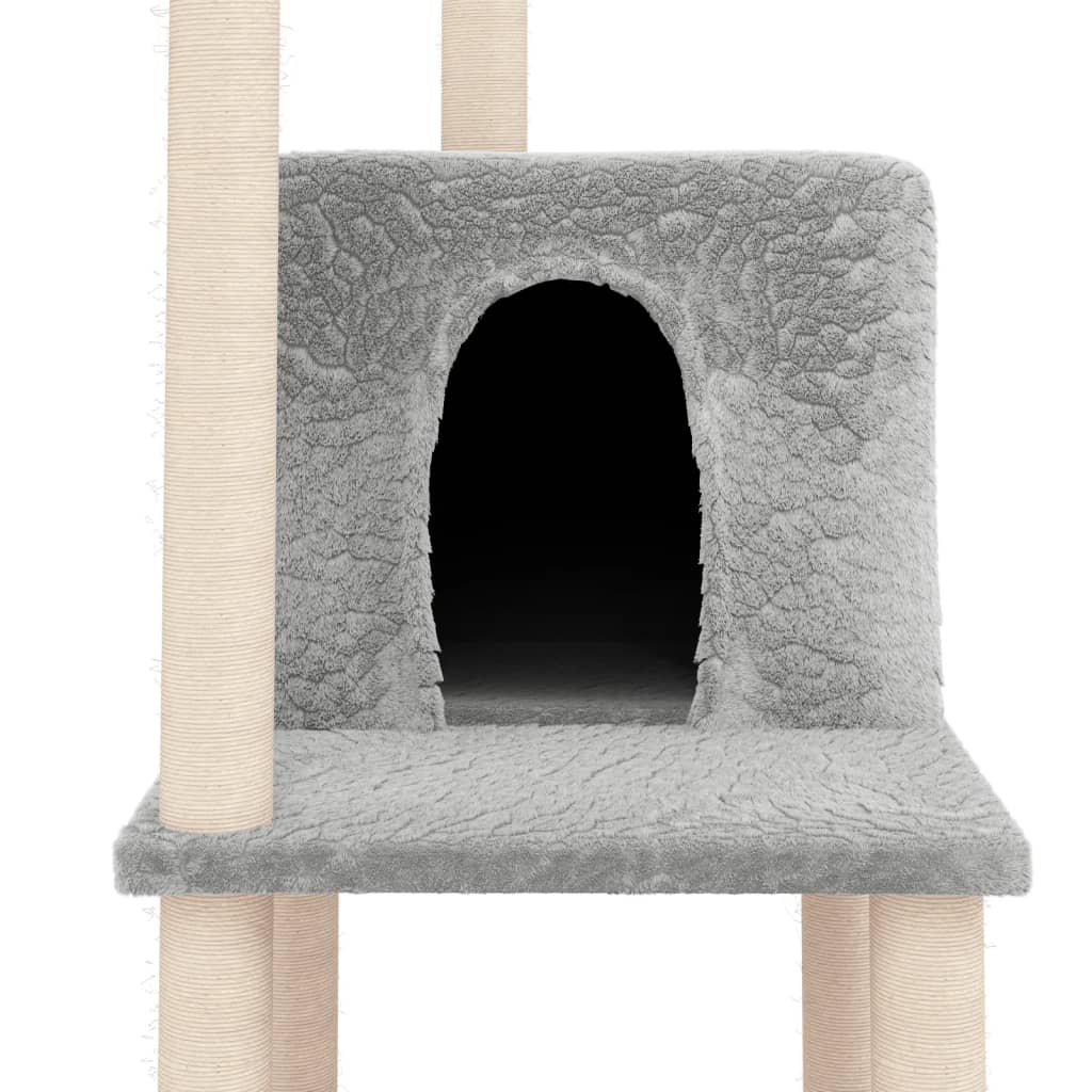 Ansamblu pisici, stâlpi din funie sisal, gri deschis, 144,5 cm