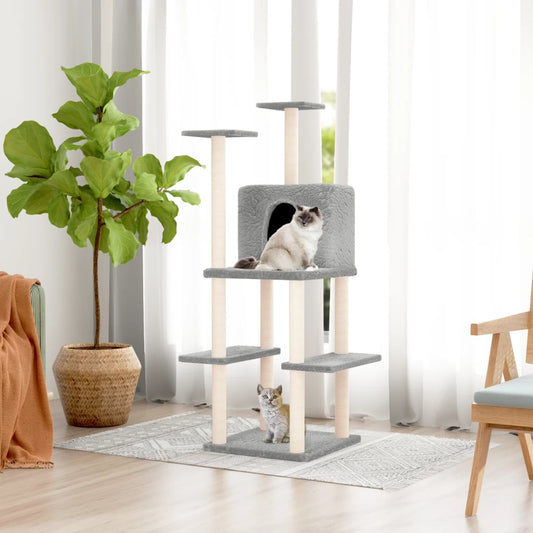 Cat set, sisal rope poles, light grey, 144.5 cm
