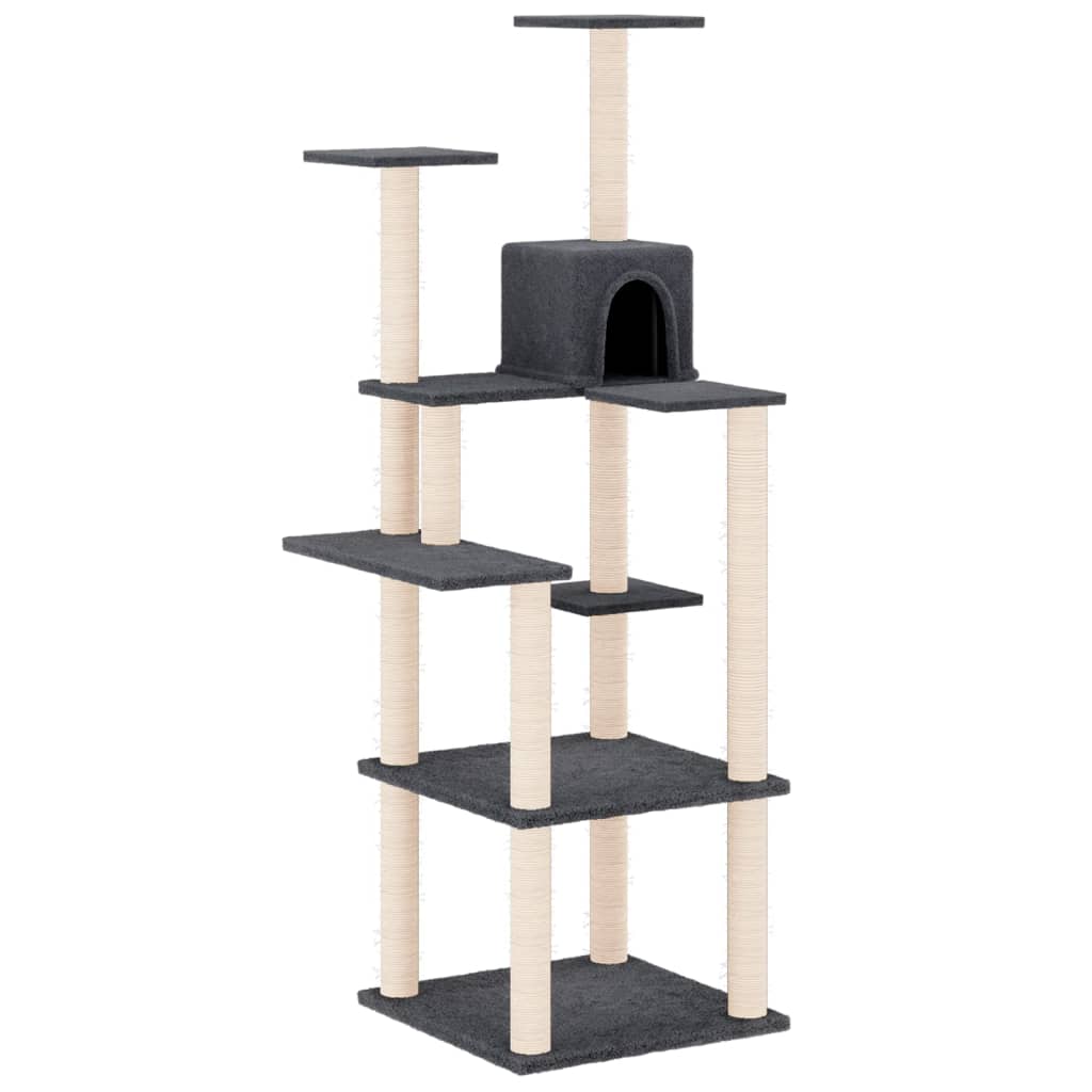Cat set, sisal rope poles, dark grey, 153 cm