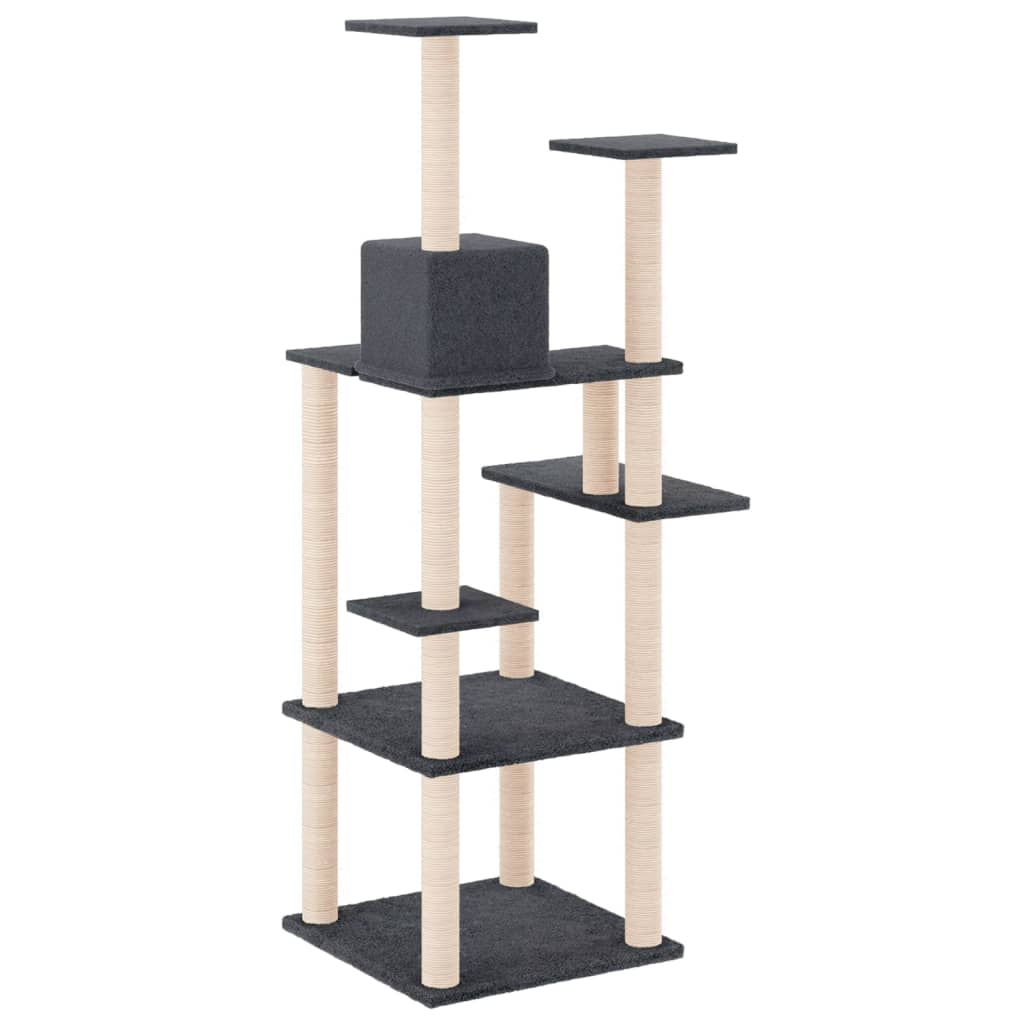 Cat set, sisal rope poles, dark grey, 153 cm