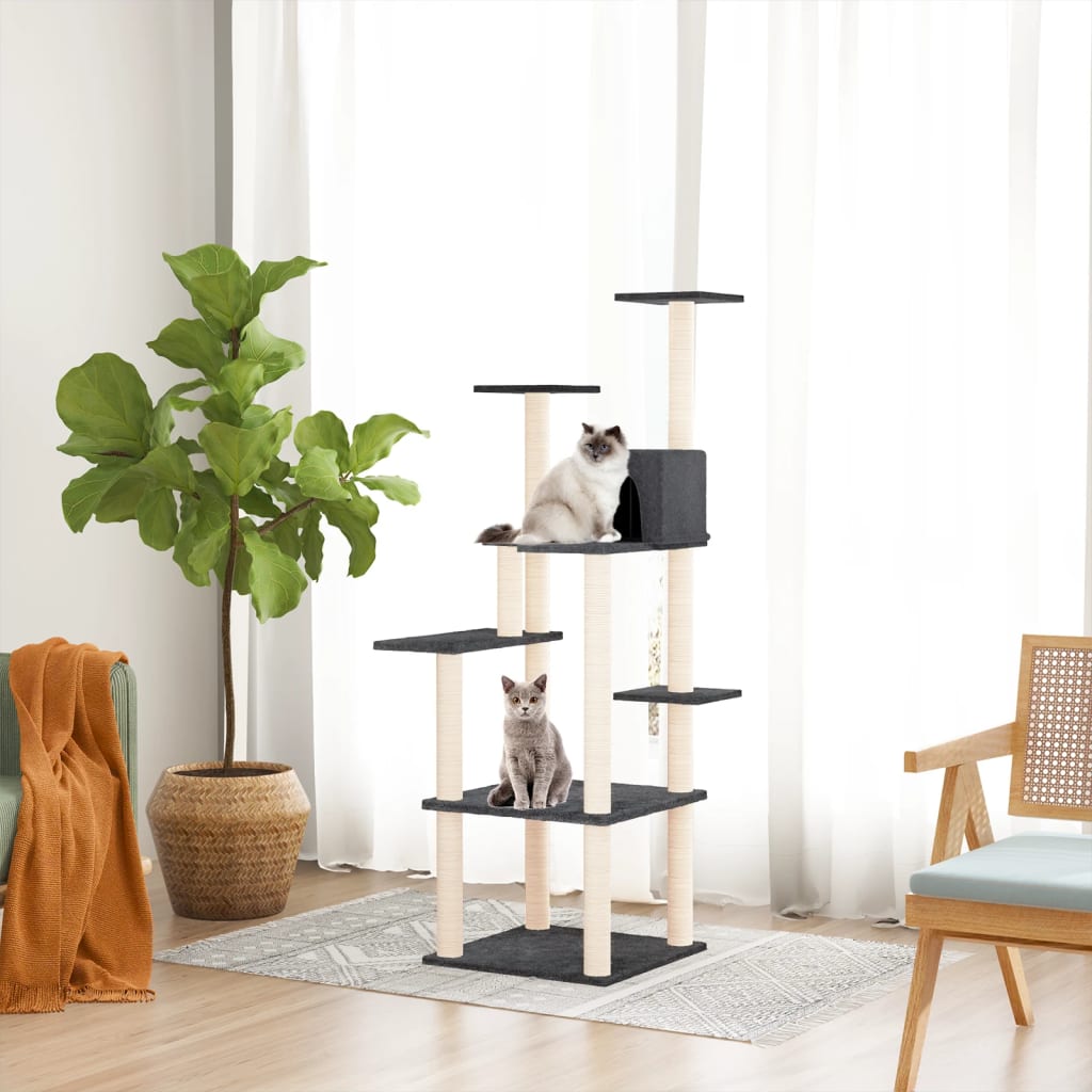 Cat set, sisal rope poles, dark grey, 153 cm
