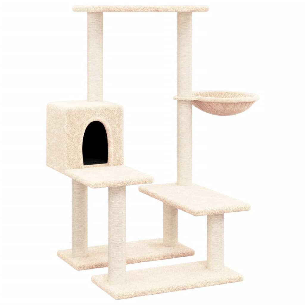 Set of cats with posts made of sisal rope, cream, 94.5 cm