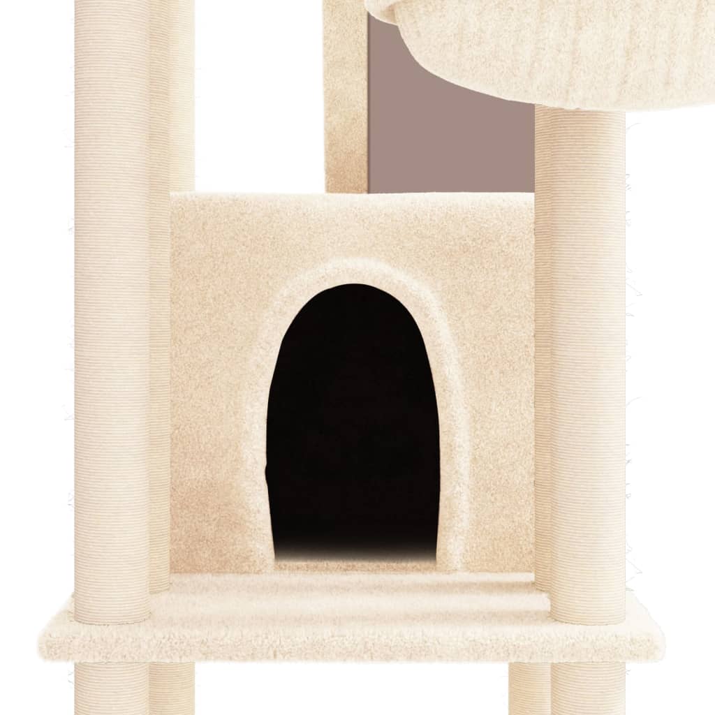 Cat set with sisal rope poles, cream, 201 cm