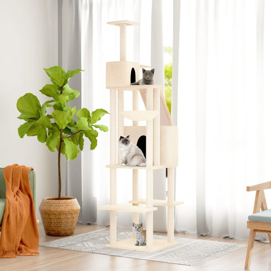 Cat set with sisal rope poles, cream, 201 cm