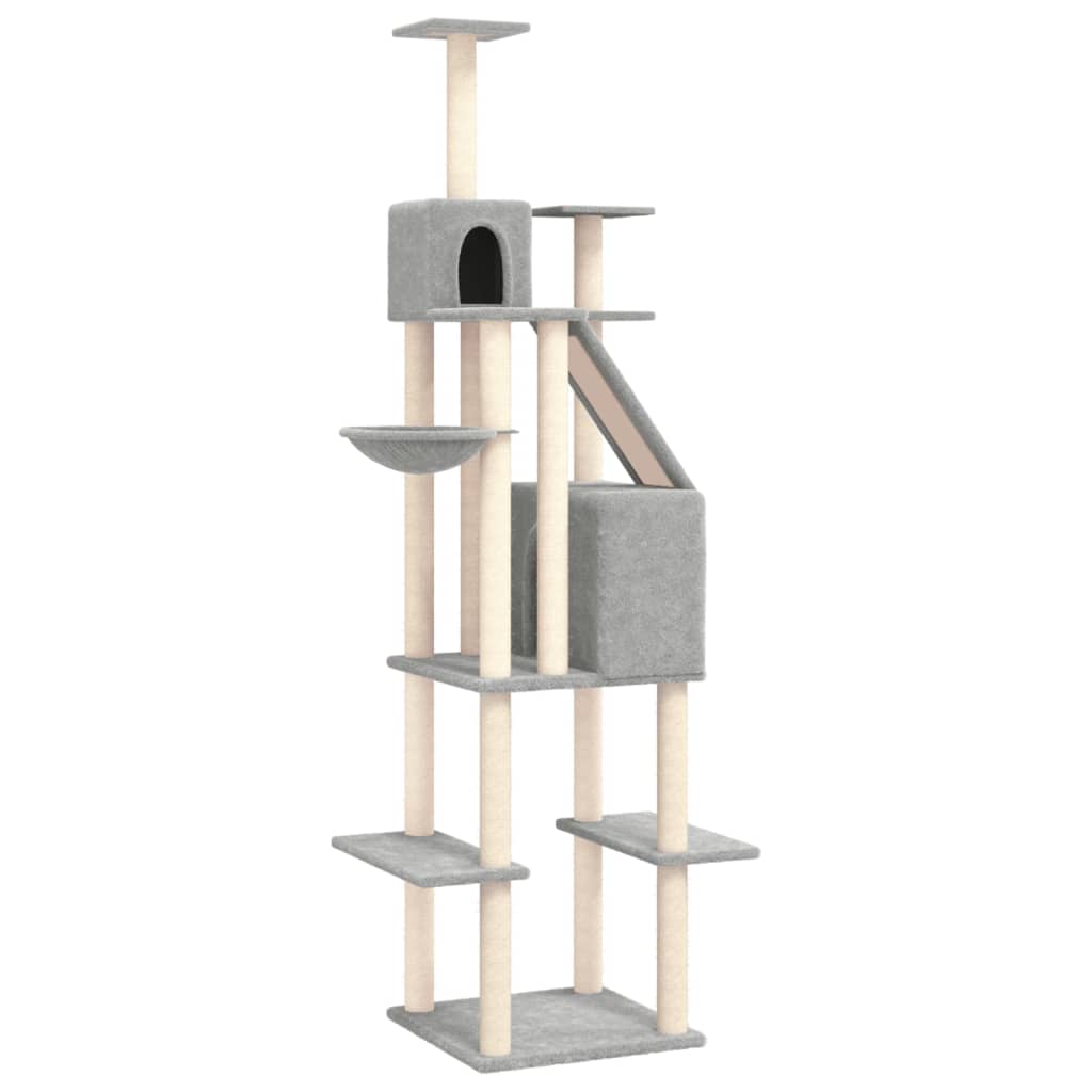 Cat set, sisal rope poles, light grey, 201 cm