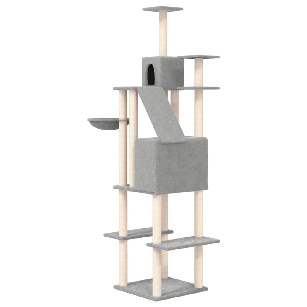 Cat set, sisal rope poles, light grey, 201 cm