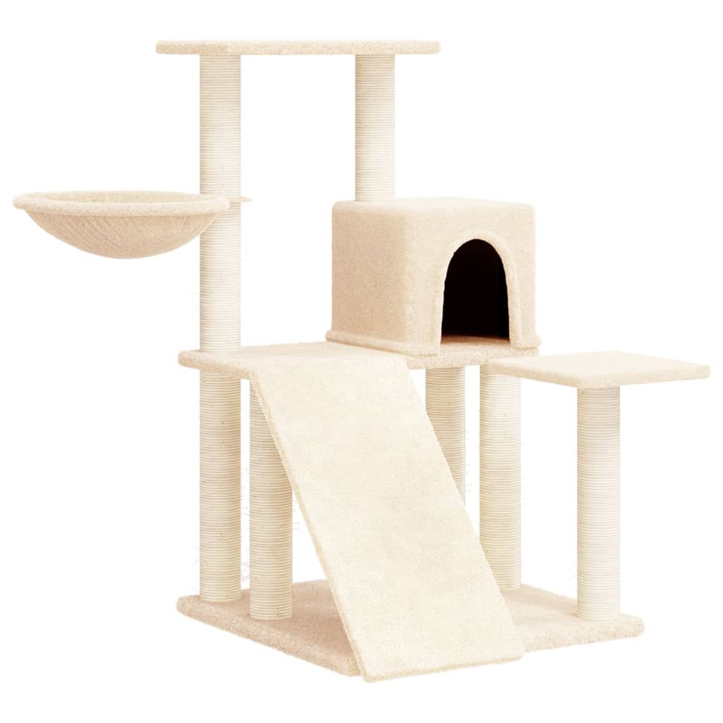 Set of cats with posts made of sisal rope, cream, 82 cm