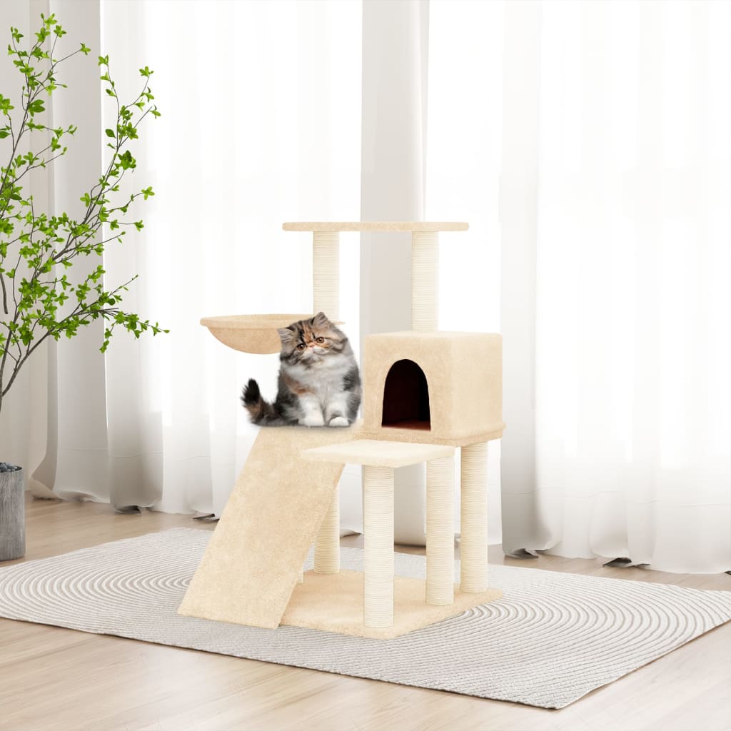 Set of cats with posts made of sisal rope, cream, 82 cm