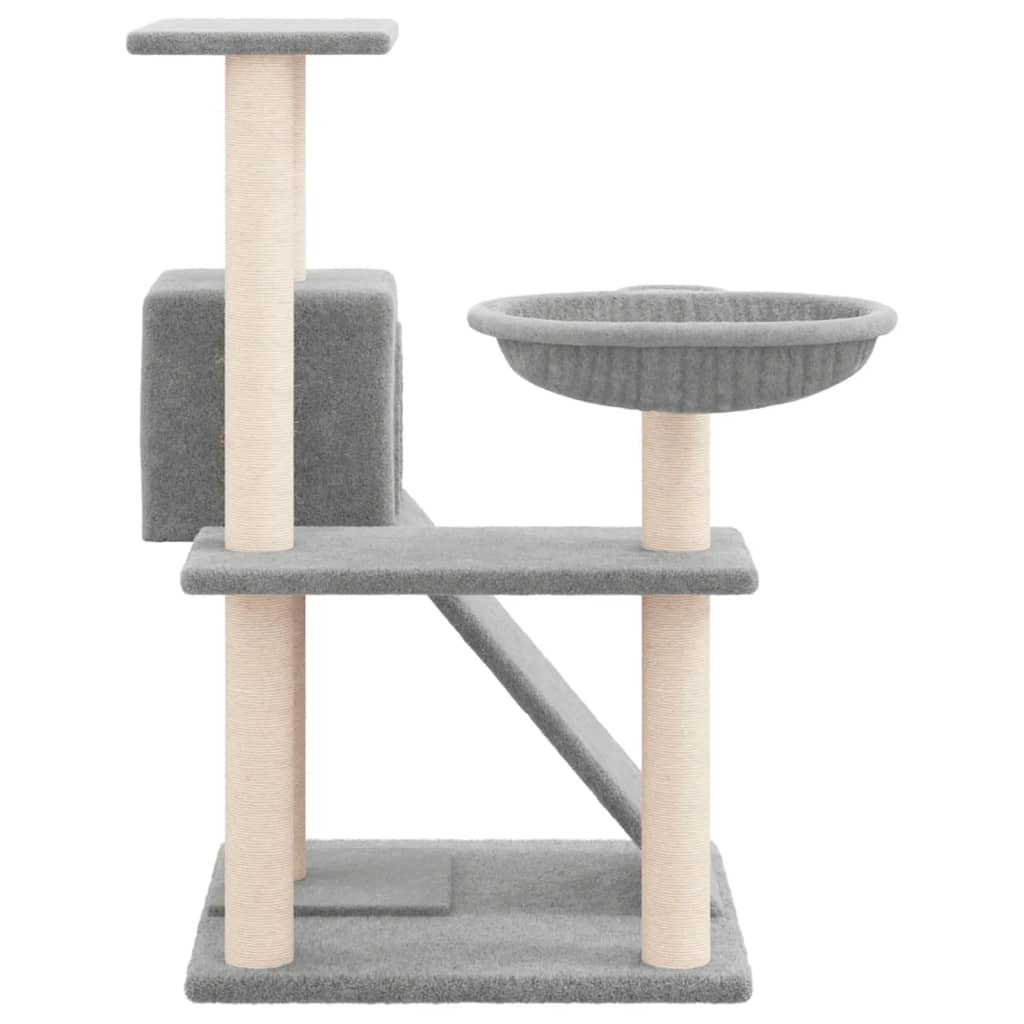 Ansamblu de pisici, stâlpi din funie sisal, gri deschis, 82 cm