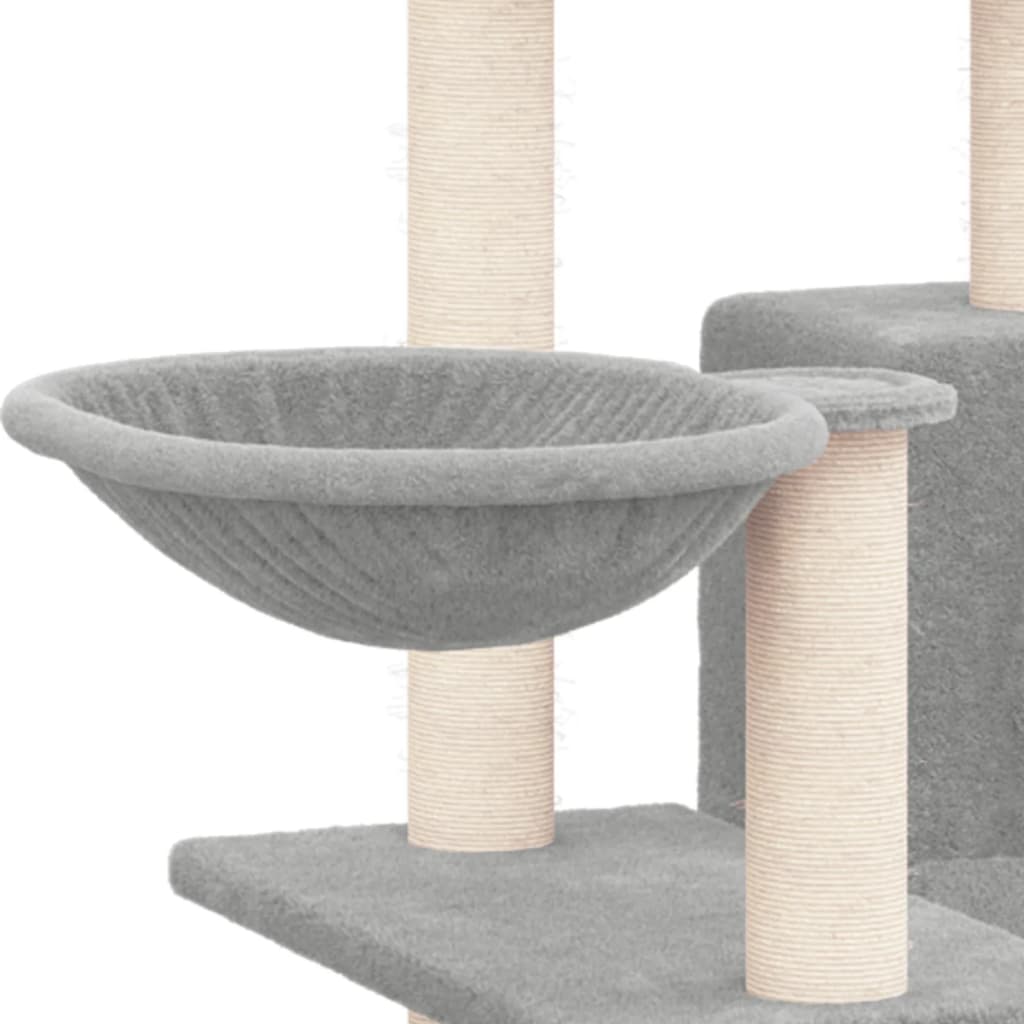 Ansamblu de pisici, stâlpi din funie sisal, gri deschis, 82 cm