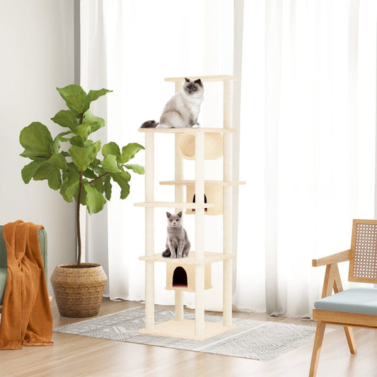 Cat set with sisal rope poles, cream, 169 cm
